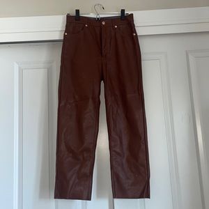 Faux leather cropped trouser